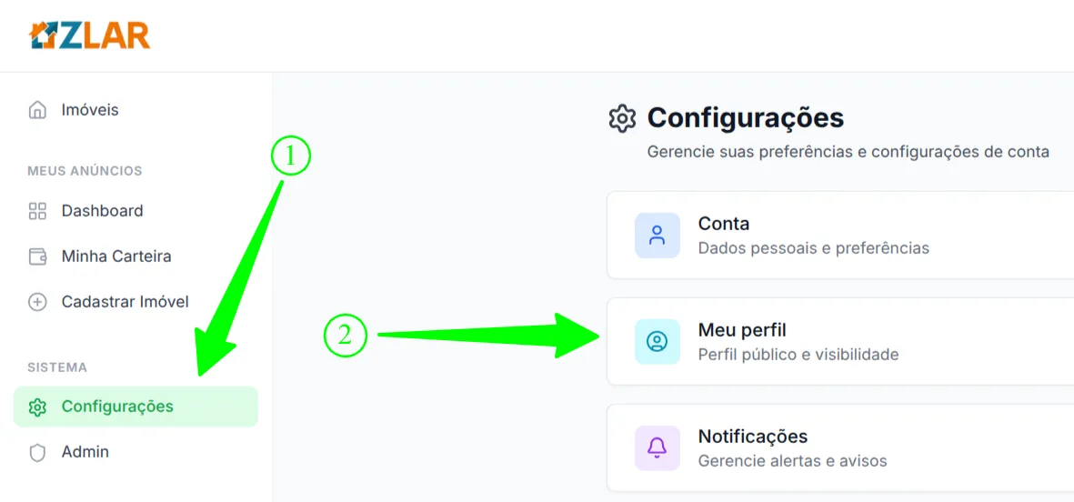Acesso ao menu de edição