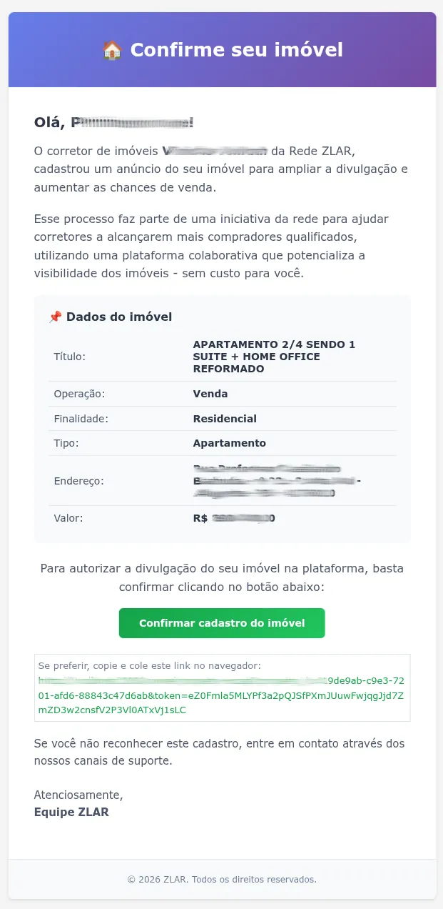 E-mail de aceite